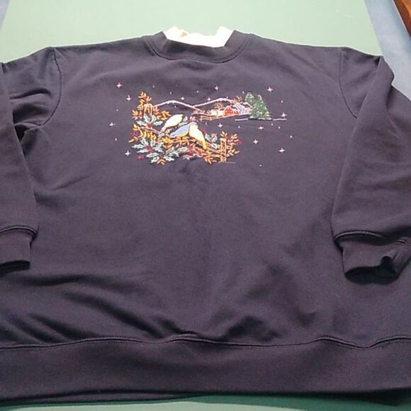 Bobby Brooks Women's Sm Long Sleeve Winter/Bird's Scene Starry Night Country - Picture 1 of 9